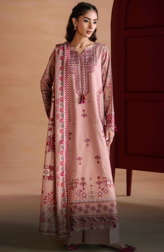 Zync by Florent Embroidered Viscose Unstitched 3 Piece Suit - 12 Zimal - FL26ZTY - Pink - Winter Collection