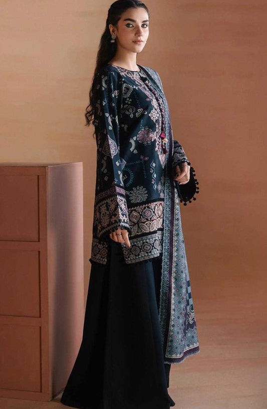 Zync by Florent Embroidered Viscose Unstitched 3 Piece Suit - 13 Parisa - FL26ZTY - Black - Winter Collection