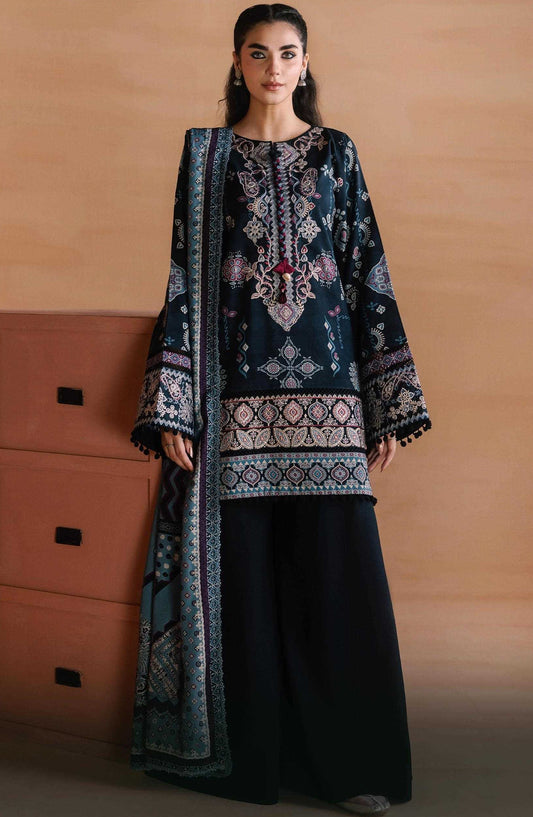Zync by Florent Embroidered Viscose Unstitched 3 Piece Suit - 13 Parisa - FL26ZTY - Black - Winter Collection