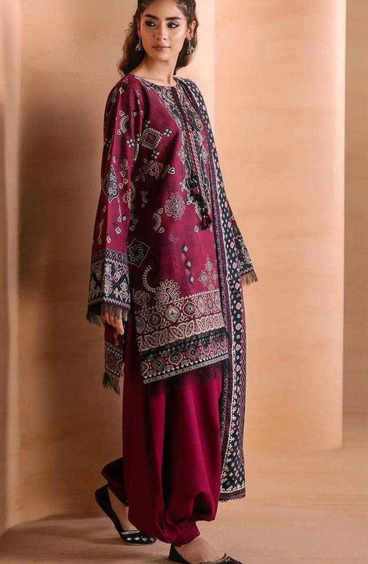 Zync by Florent Embroidered Viscose Unstitched 3 Piece Suit - 17 Zeen - FL26ZTY - Pink - Winter Collection