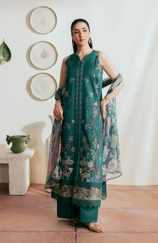 Zync by Florent Luxury Embroidered Lawn Unstitched 3 Piece Suit - FZ-5A - FL26NLX - Green - Summer Collection