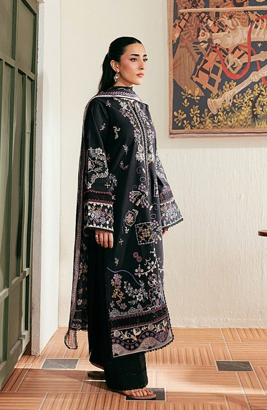 Zync by Florent Luxury Embroidered Lawn Unstitched 3 Piece Suit - FZ-3A - FL26NLX - Black - Summer Collection