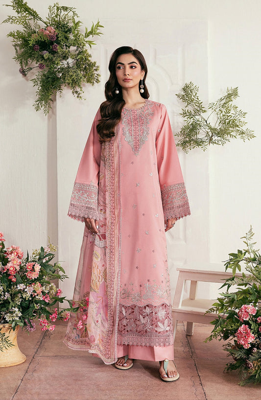 Zync by Florent Luxury Embroidered Lawn Unstitched 3 Piece Suit - FZ-1A - FL26NLX - Pink - Summer Collection