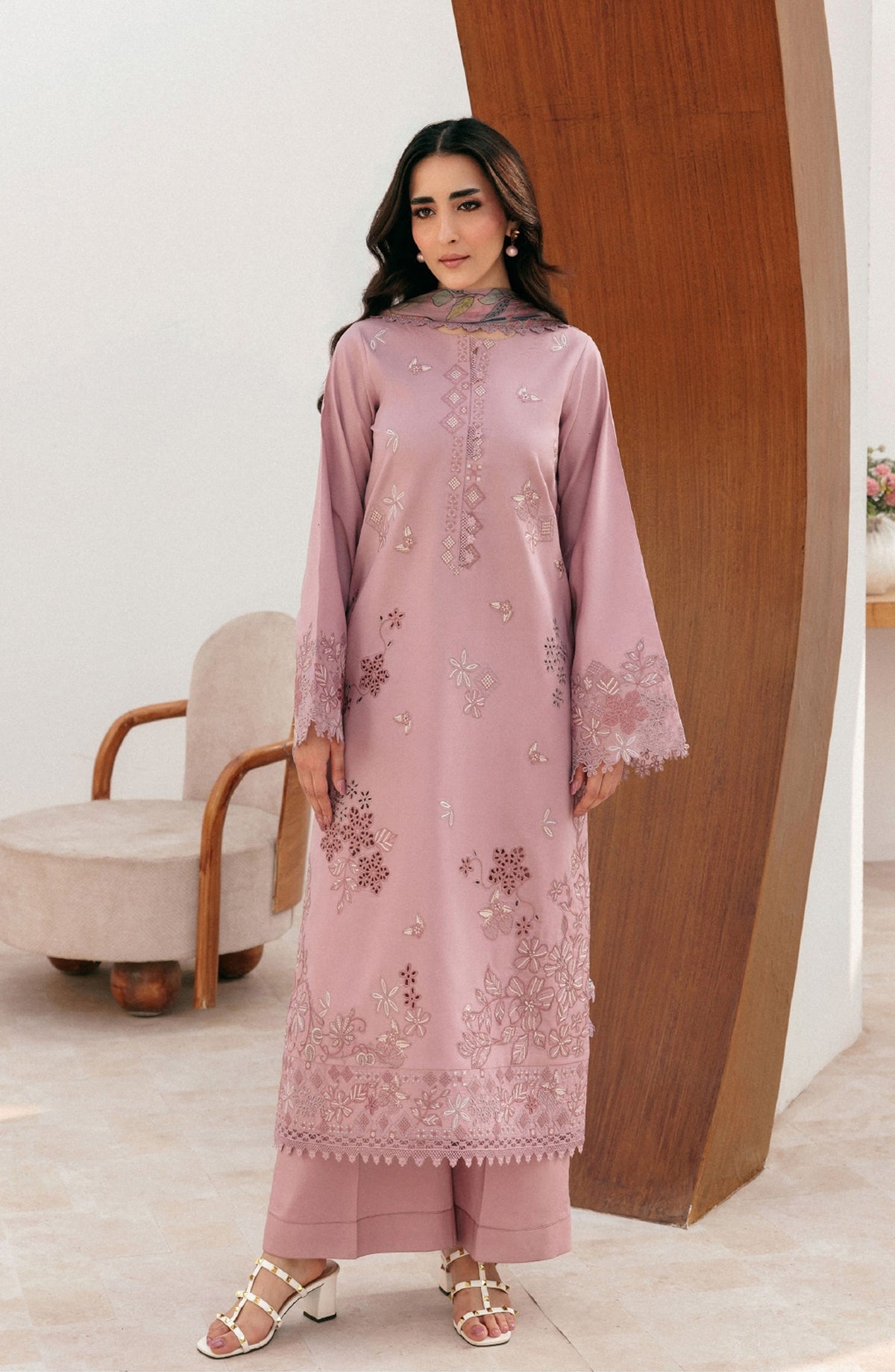 Zync by Florent Luxury Embroidered Lawn Unstitched 3 Piece Suit - FZ-2B - FL26ZN - Pink - Summer Collection