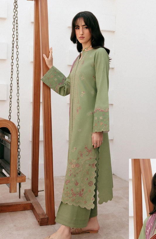 Zync by Florent Luxury Embroidered Lawn Unstitched 3 Piece Suit - FZ-6A - FL26ZN - Green - Summer Collection