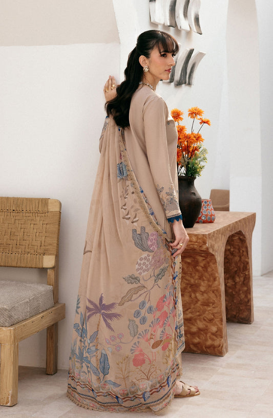 Zync by Florent Luxury Embroidered Lawn Unstitched 3 Piece Suit - FZ-5B - FL26ZN - Beige - Summer Collection