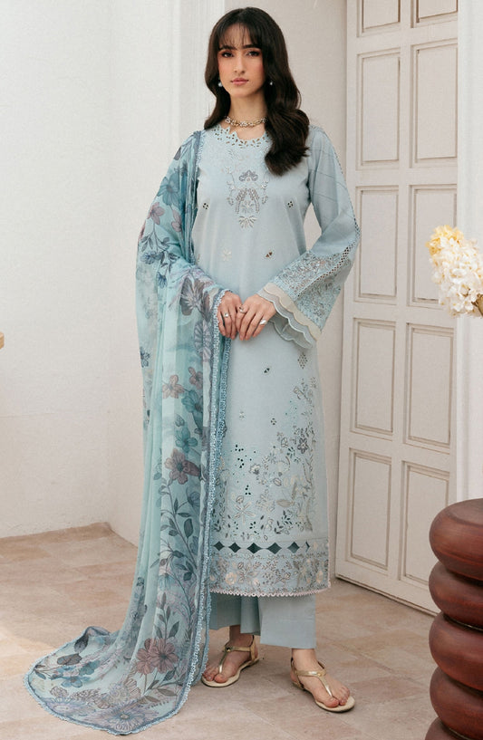 Zync by Florent Luxury Embroidered Lawn Unstitched 3 Piece Suit - FZ-4B - FL26ZN - Blue - Summer Collection