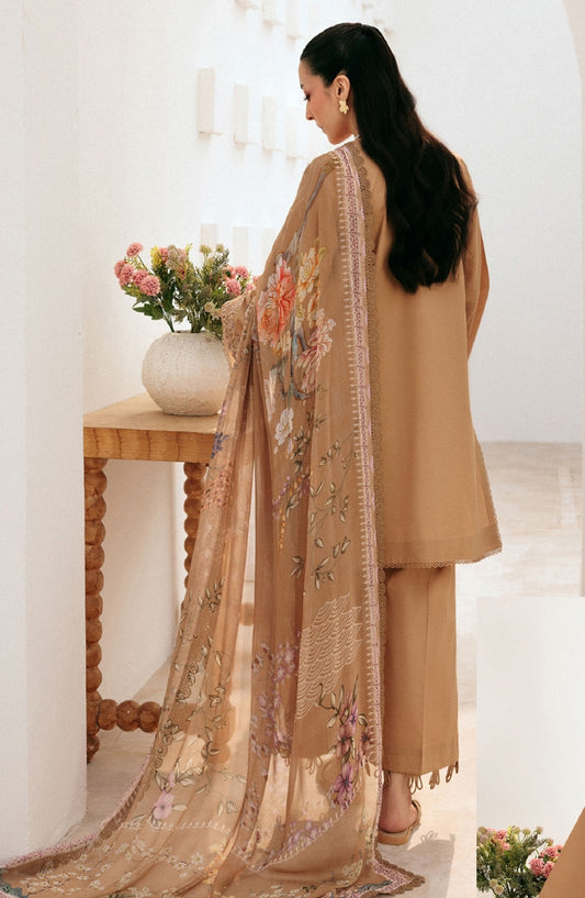 Zync by Florent Luxury Embroidered Lawn Unstitched 3 Piece Suit - FZ-7B - FL26ZN - Beige - Summer Collection