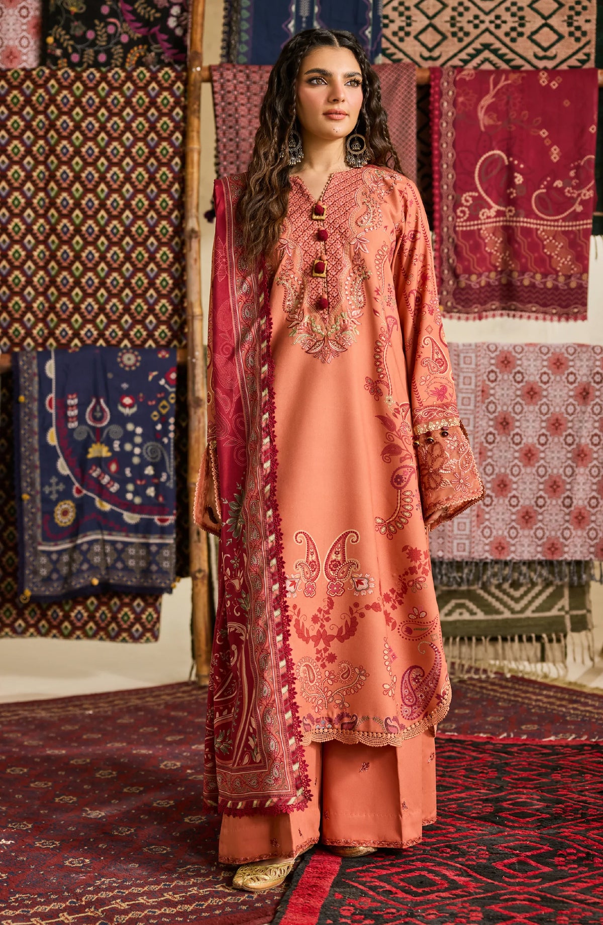 Zync by Florent Embroidered Khaddar Unstitched 3 Piece Suit - FL-9B - FL25ZKH - Rust - Winter Collection
