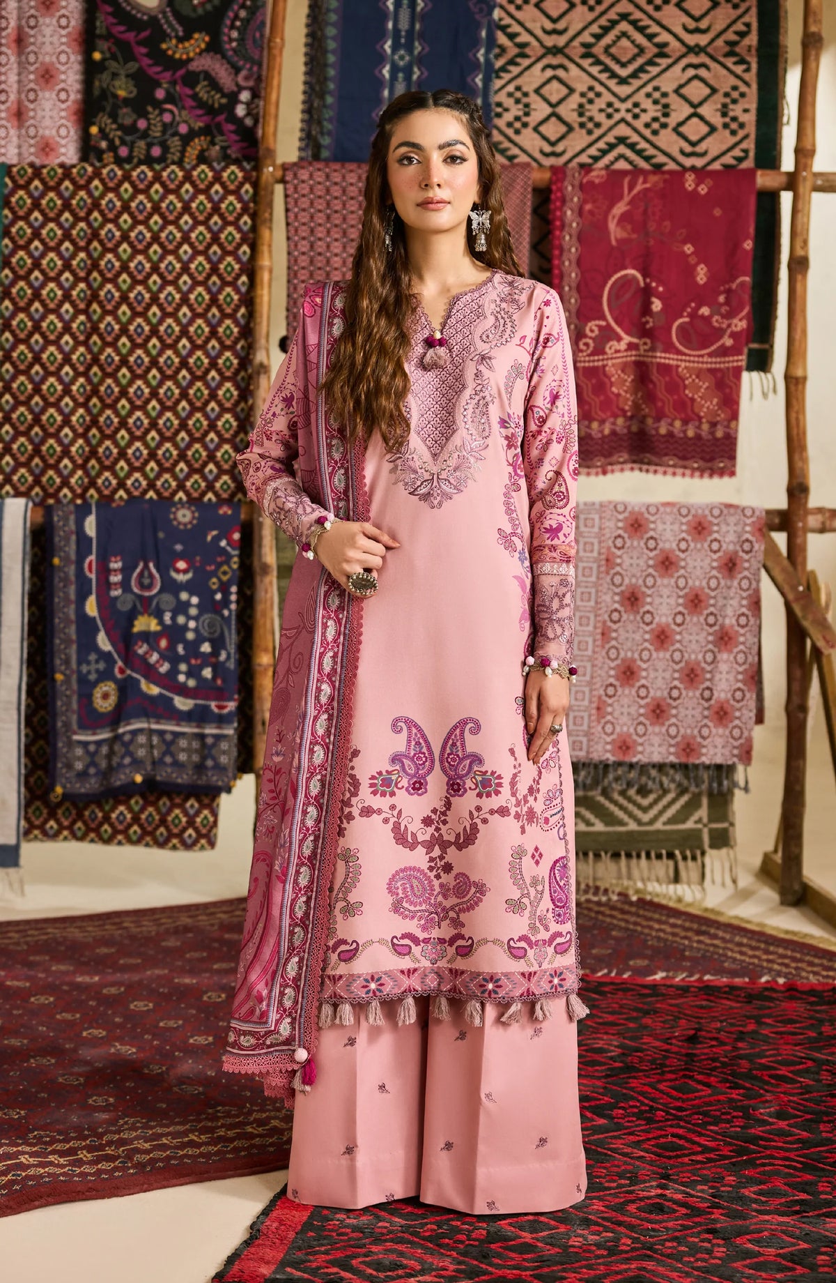Zync by Florent Embroidered Khaddar Unstitched 3 Piece Suit - FL-9A - FL25ZKH - Pink - Winter Collection