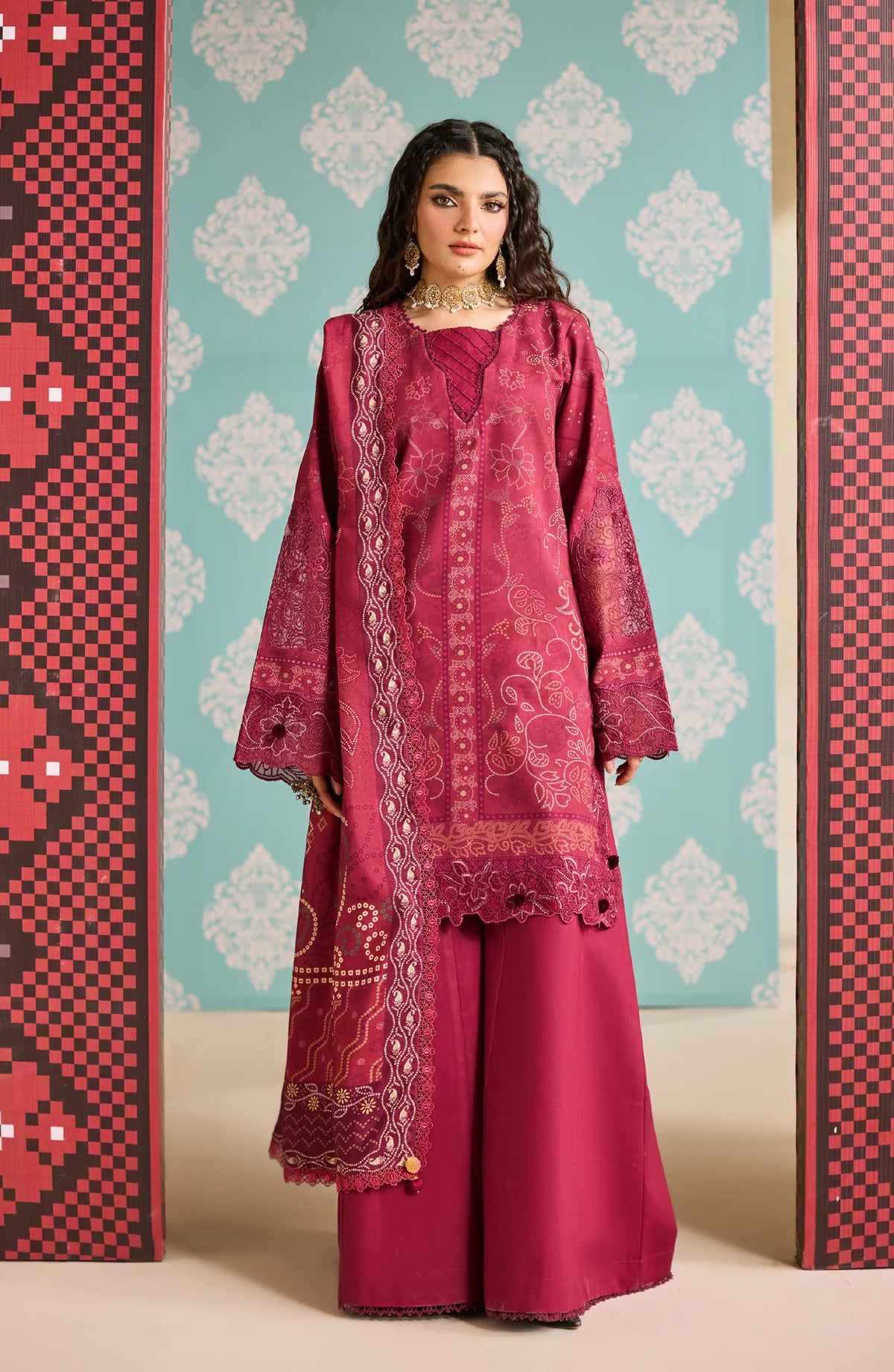 Zync by Florent Embroidered Khaddar Unstitched 3 Piece Suit - FL-8B - FL25ZKH - Pink - Winter Collection