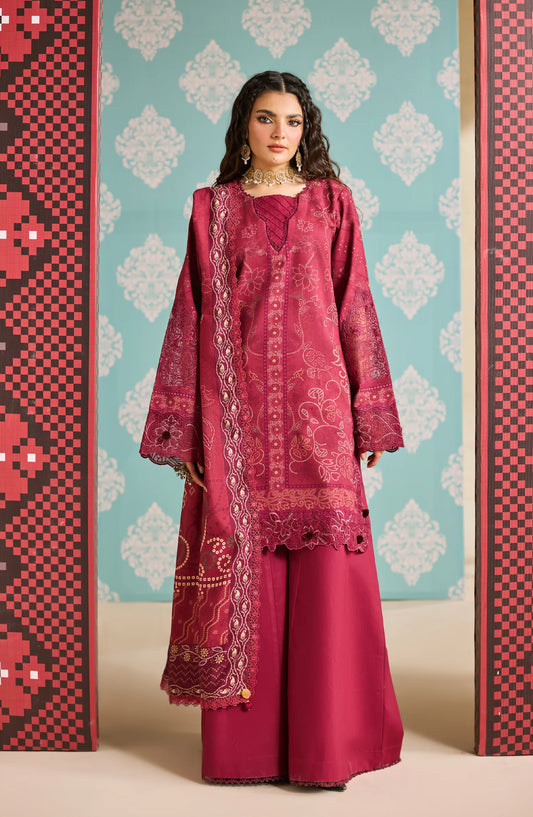 Zync by Florent Embroidered Khaddar Unstitched 3 Piece Suit - FL-8B - FL25ZKH - Pink - Winter Collection