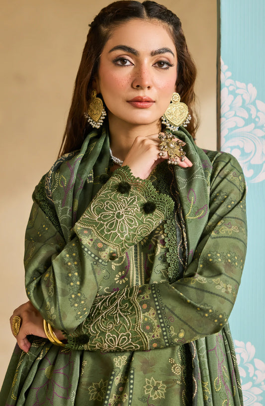 Zync by Florent Embroidered Khaddar Unstitched 3 Piece Suit - FL-8A - FL25ZKH - Green - Winter Collection