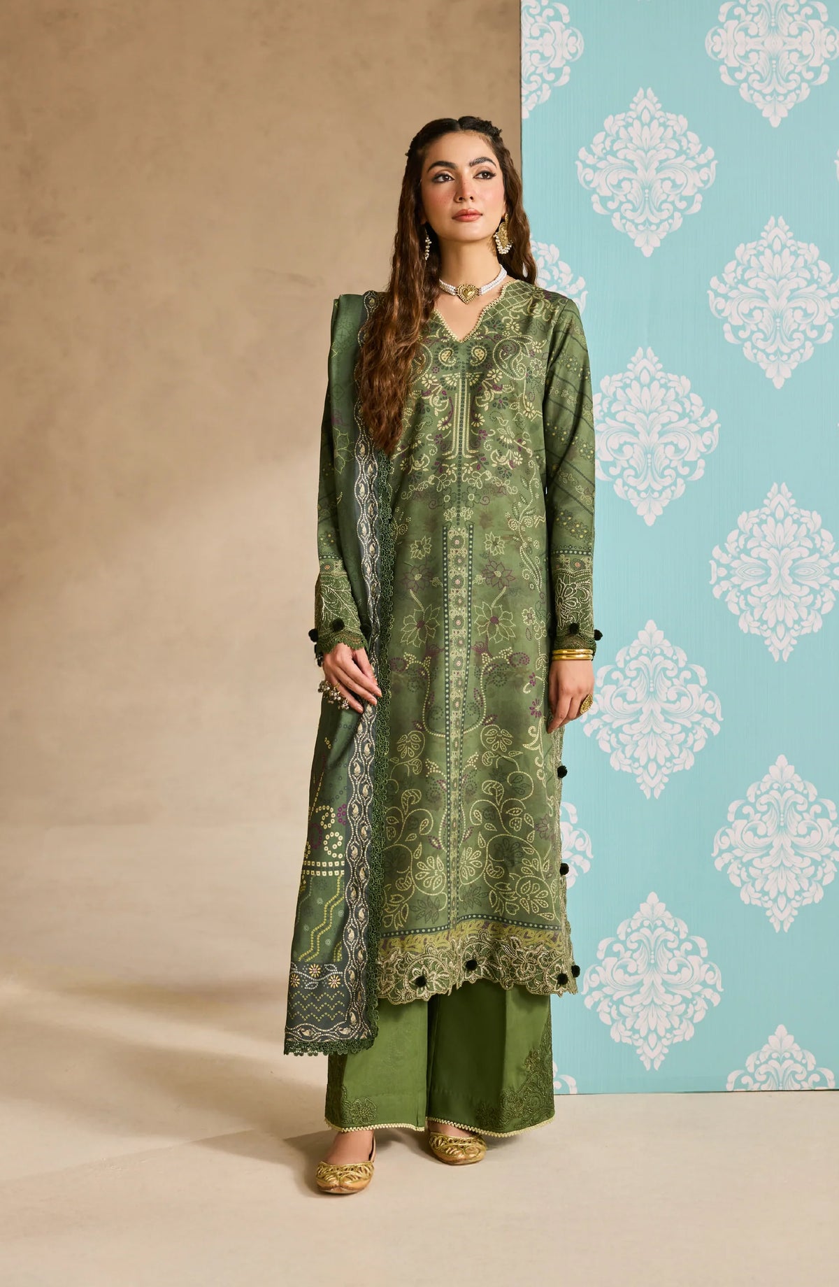 Zync by Florent Embroidered Khaddar Unstitched 3 Piece Suit - FL-8A - FL25ZKH - Green - Winter Collection