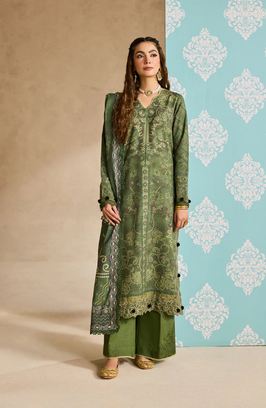 Zync by Florent Embroidered Khaddar Unstitched 3 Piece Suit - FL-8A - FL25ZKH - Green - Winter Collection