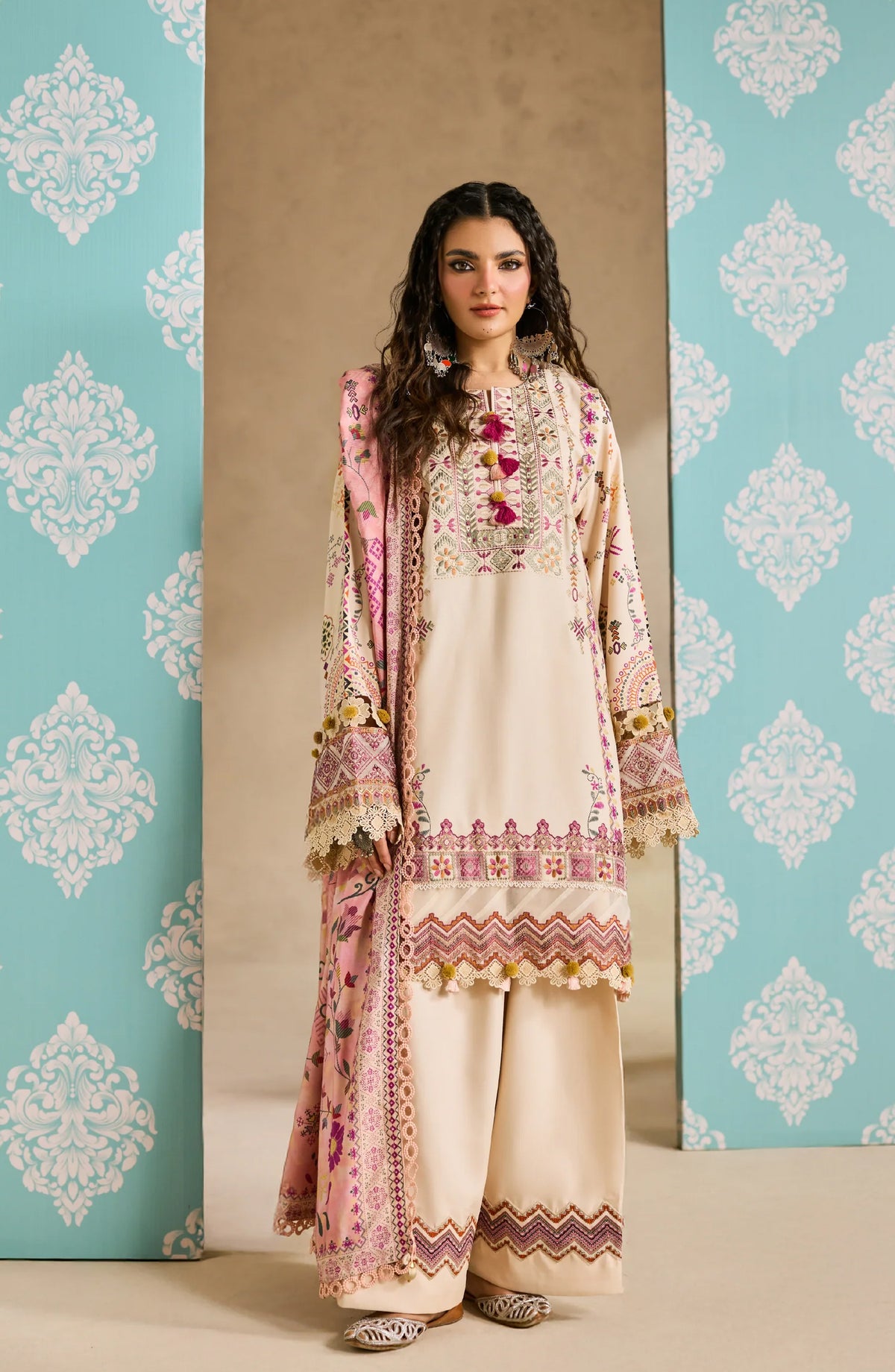 Zync by Florent Embroidered Khaddar Unstitched 3 Piece Suit - FL-7B - FL25ZKH - Fawn - Winter Collection