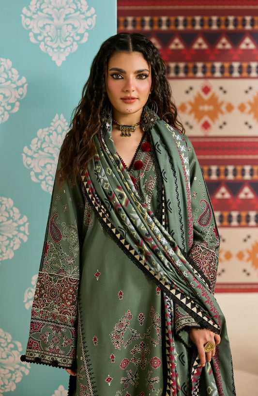 Zync by Florent Embroidered Khaddar Unstitched 3 Piece Suit - FL-6B - FL25ZKH - Green - Winter Collection