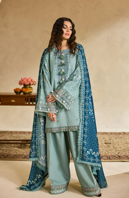 Zync by Florent Embroidered Khaddar Unstitched 3 Piece Suit - FL-3B - FL25ZKH - Blue - Winter Collection