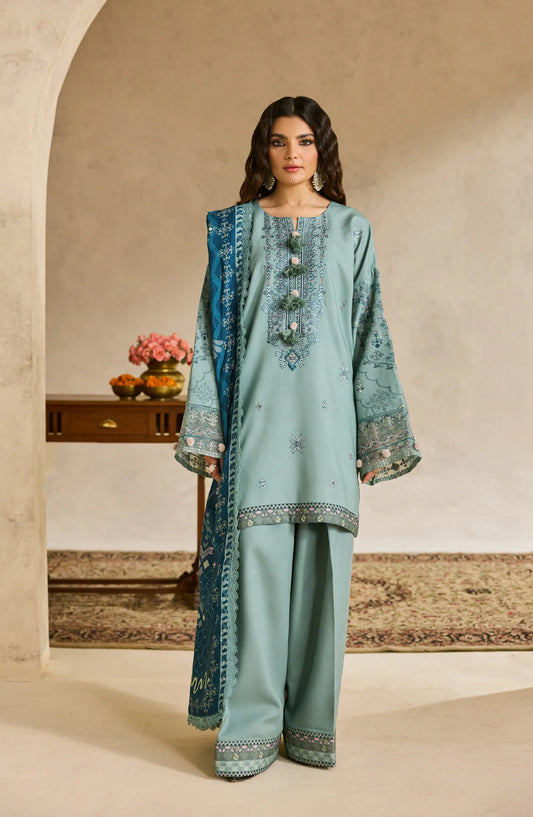 Zync by Florent Embroidered Khaddar Unstitched 3 Piece Suit - FL-3B - FL25ZKH - Blue - Winter Collection