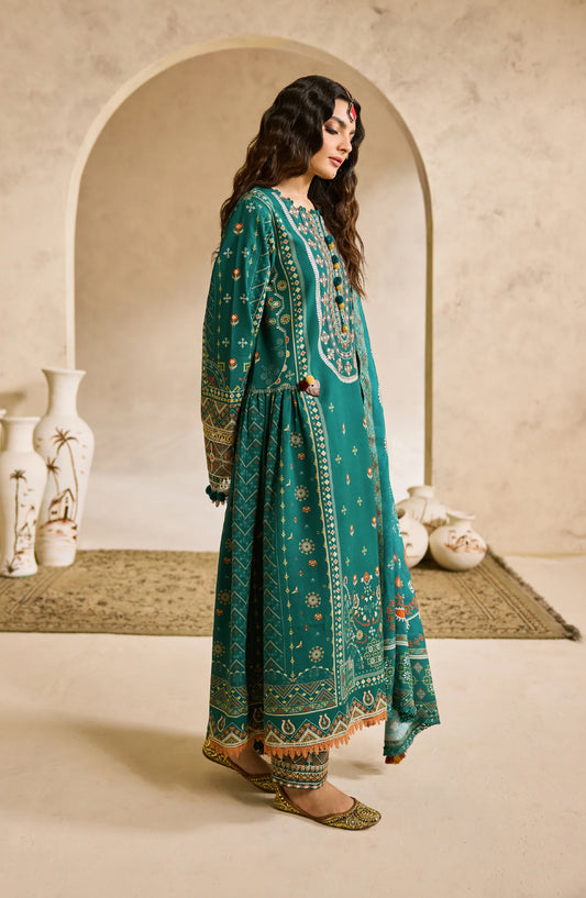 Zync by Florent Embroidered Khaddar Unstitched 3 Piece Suit - FL-1B - FL25ZKH - Green - Winter Collection
