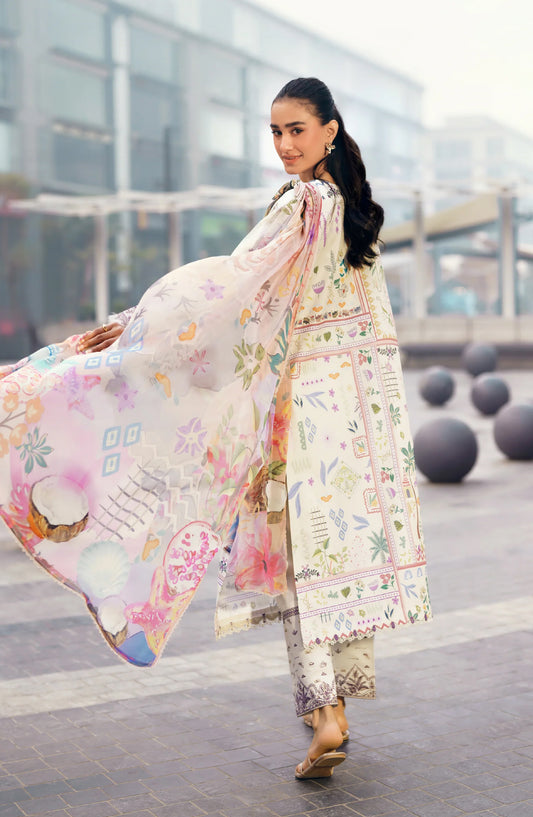 Zync by Florent Embroidered Lawn Unstitched 3 Piece Suit - FZ-9A - FL26SES - Off White - Summer Collection