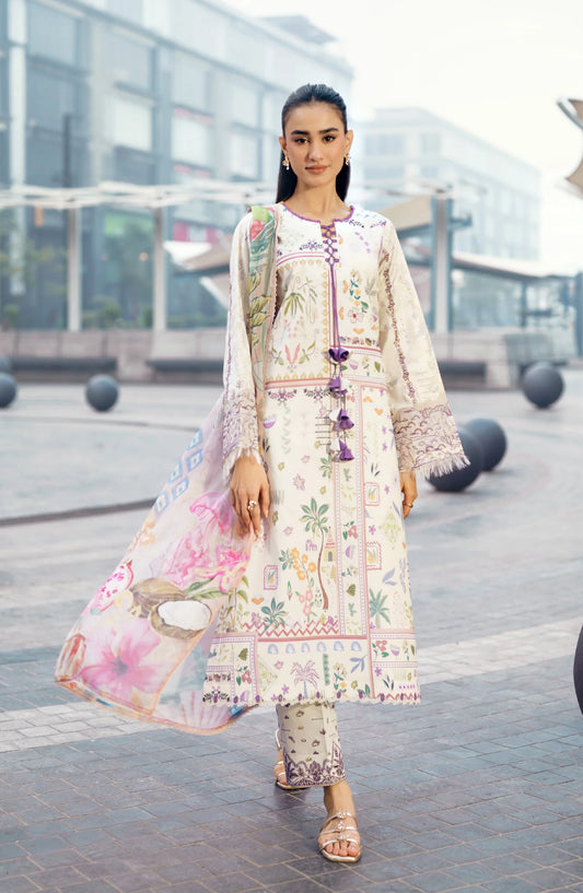 Zync by Florent Embroidered Lawn Unstitched 3 Piece Suit - FZ-9A - FL26SES - Off White - Summer Collection