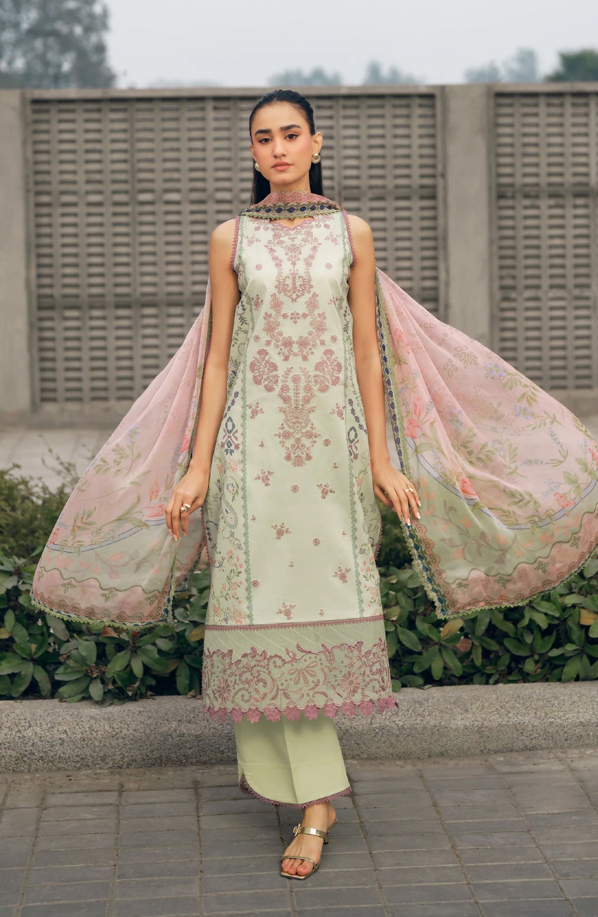 Zync by Florent Embroidered Lawn Unstitched 3 Piece Suit - FZ-8B - FL26SES - Green - Summer Collection