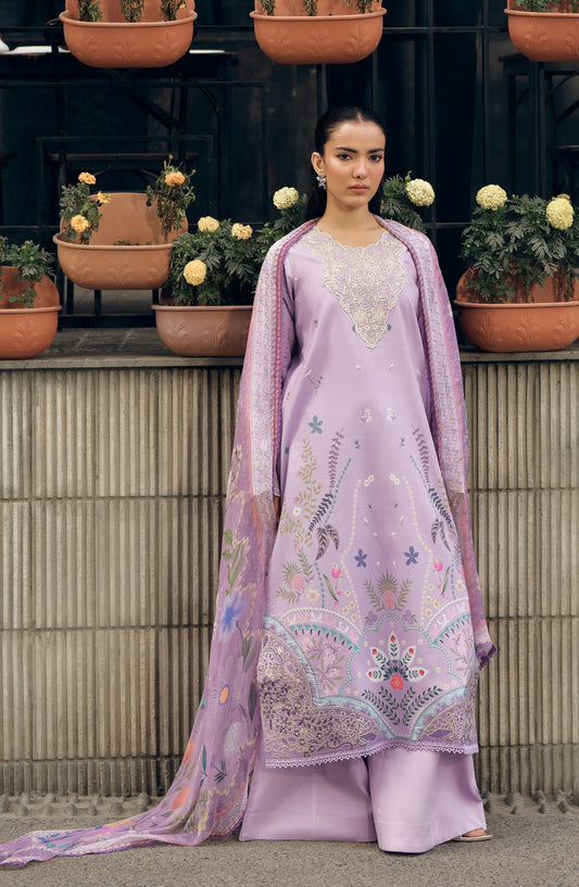 Zync by Florent Embroidered Lawn Unstitched 3 Piece Suit - FZ-7B - FL26SES - Purple - Summer Collection