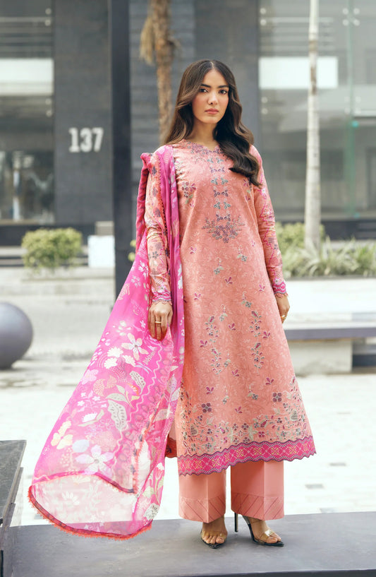 Zync by Florent Embroidered Lawn Unstitched 3 Piece Suit - FZ-6A - FL26SES - Pink - Summer Collection