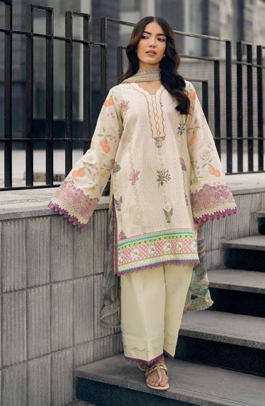 Zync by Florent Embroidered Lawn Unstitched 3 Piece Suit - FZ-5A - FL26SES - Lemon - Summer Collection