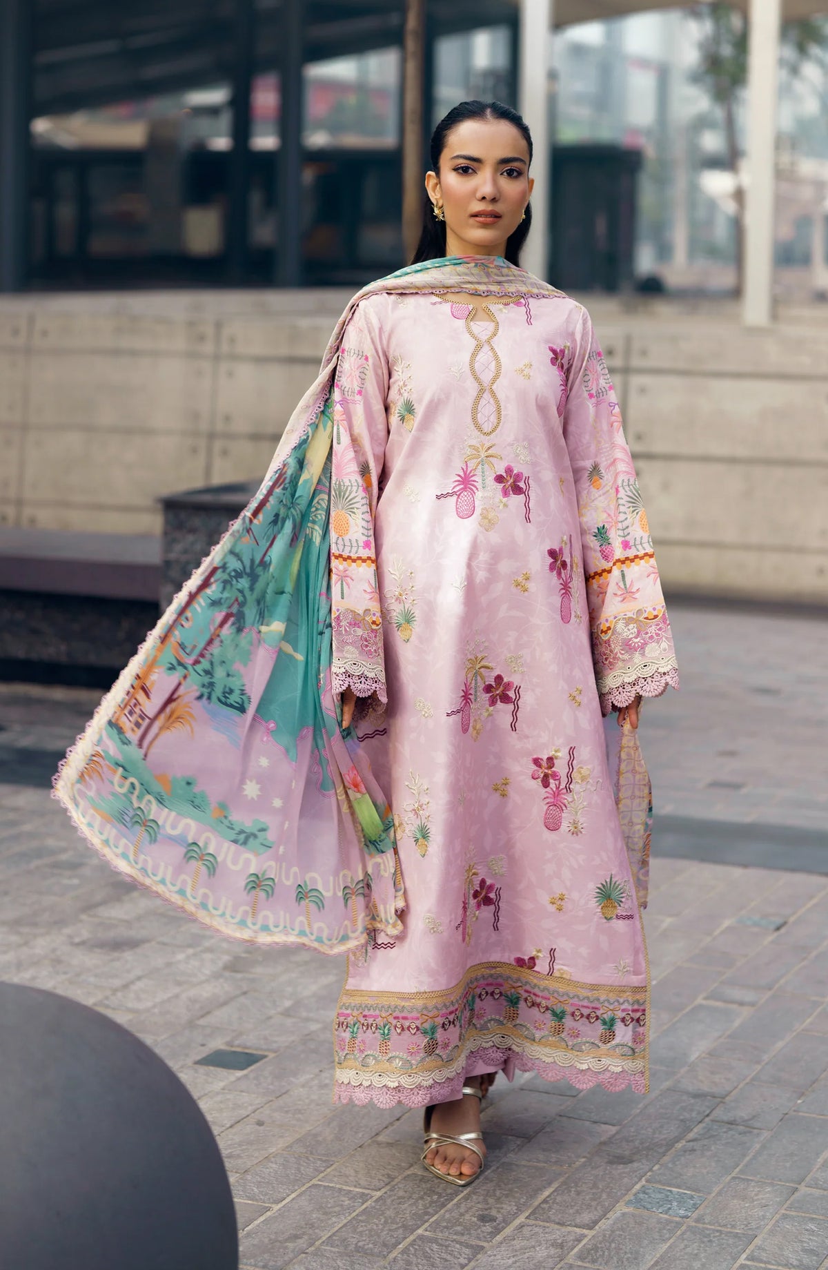 Zync by Florent Embroidered Lawn Unstitched 3 Piece Suit - FZ-4B - FL26SES - Pink - Summer Collection