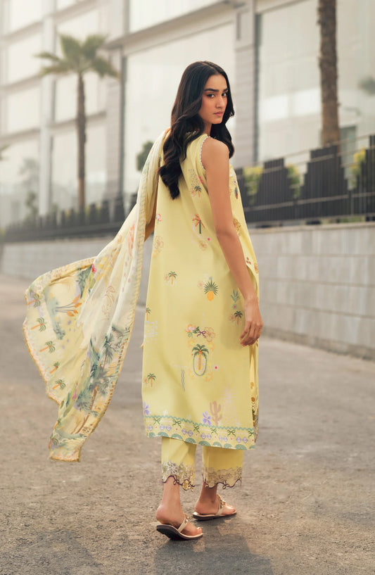 Zync by Florent Embroidered Lawn Unstitched 3 Piece Suit - FZ-4A - FL26SES - Yellow - Summer Collection