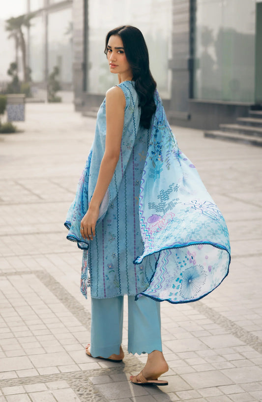 Zync by Florent Embroidered Lawn Unstitched 3 Piece Suit - FZ-2B - FL26SES - Blue - Summer Collection