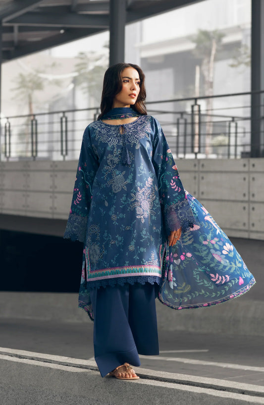 Zync by Florent Embroidered Lawn Unstitched 3 Piece Suit - FZ-1A - FL26SES - Blue - Summer Collection