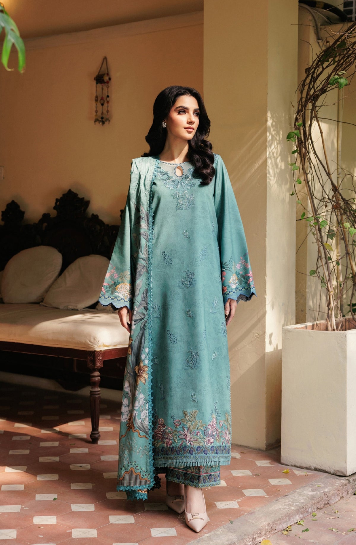 Zync by Florent Embroidered Winter Fabric Unstitched 3 Piece Suit - FL-2B - FL25WW - Green - Winter Whispers Collection