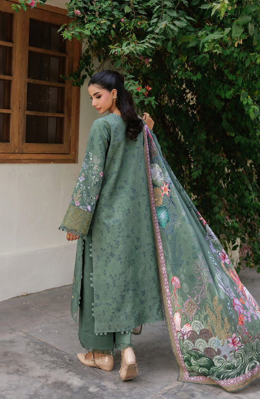 Zync by Florent Embroidered Winter Fabric Unstitched 3 Piece Suit - FL-4B - FL25WW - Green - Winter Whispers Collection
