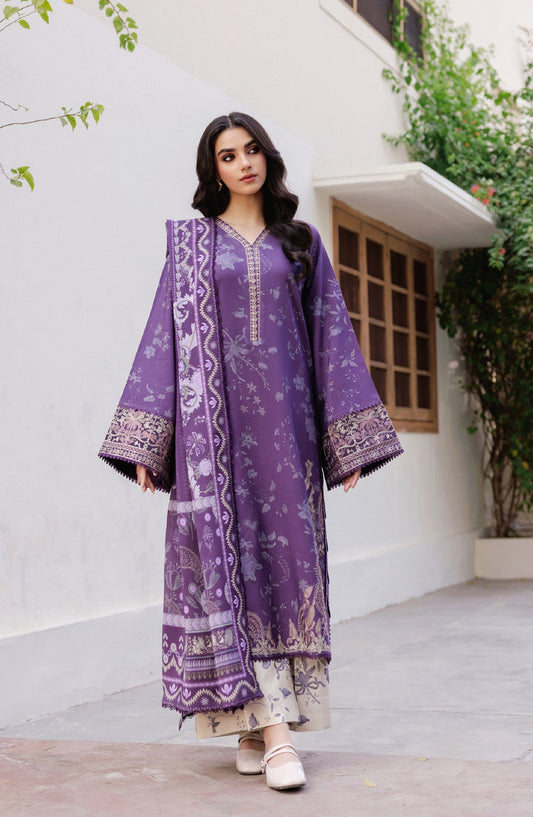 Zync by Florent Embroidered Winter Fabric Unstitched 3 Piece Suit - FL-7B - FL25WW - Purple - Winter Whispers Collection