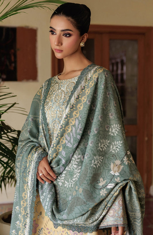 Zync by Florent Embroidered Winter Fabric Unstitched 3 Piece Suit - FL-8B - FL25WW - Yellow - Winter Whispers Collection