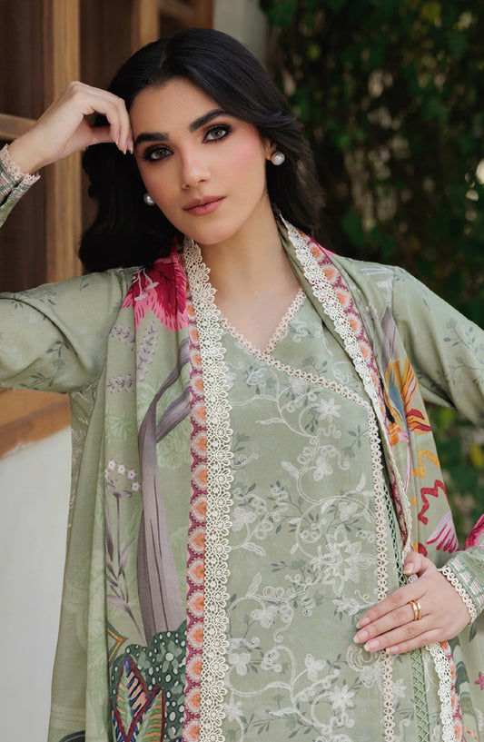 Zync by Florent Embroidered Winter Fabric Unstitched 3 Piece Suit - FL-6A - FL25WW - Green - Winter Whispers Collection