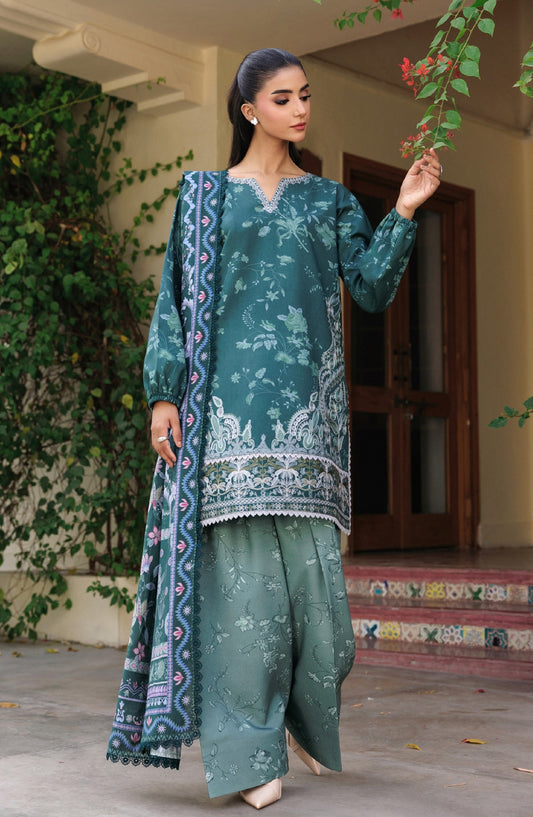 Zync by Florent Embroidered Winter Fabric Unstitched 3 Piece Suit - FL-7A - FL25WW - Green - Winter Whispers Collection
