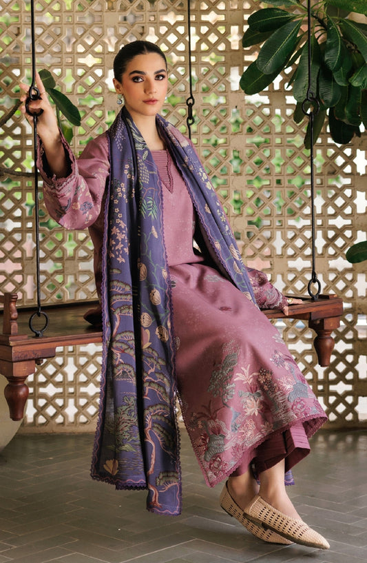 Zync by Florent Embroidered Winter Fabric Unstitched 3 Piece Suit - FL-9A - FL25WW - Pink - Winter Whispers Collection