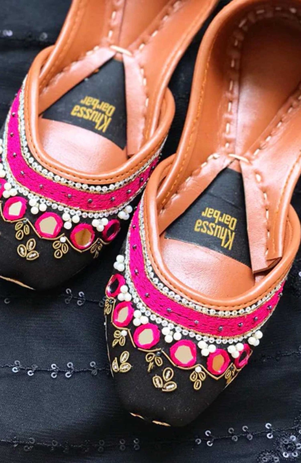 Khussa Darbar Festive Style Khussa Aaina-(Black)