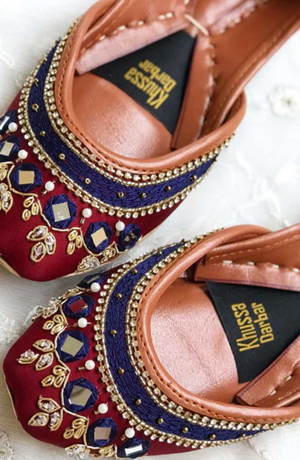 Khussa Darbar Festive Style Khussa Aaina-(Maroon)