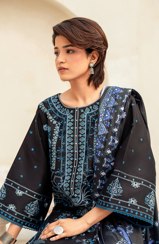 Aaina by bin Ilyas Embroidered Lawn Unstitched 3 Piece Suit - Article-87A - BL25AA - Black - Summer Collection