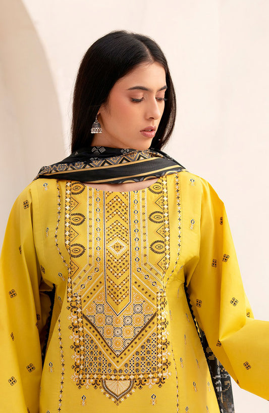 Aaina by bin Ilyas Embroidered Lawn Unstitched 3 Piece Suit - Article-86B - BL25AA - Yellow - Summer Collection