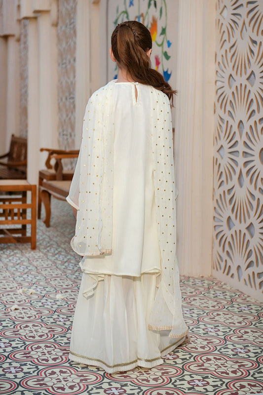Ochre Festive Wear Chiffon Stitched 3 Piece - AC-62 - White - Girls Collection