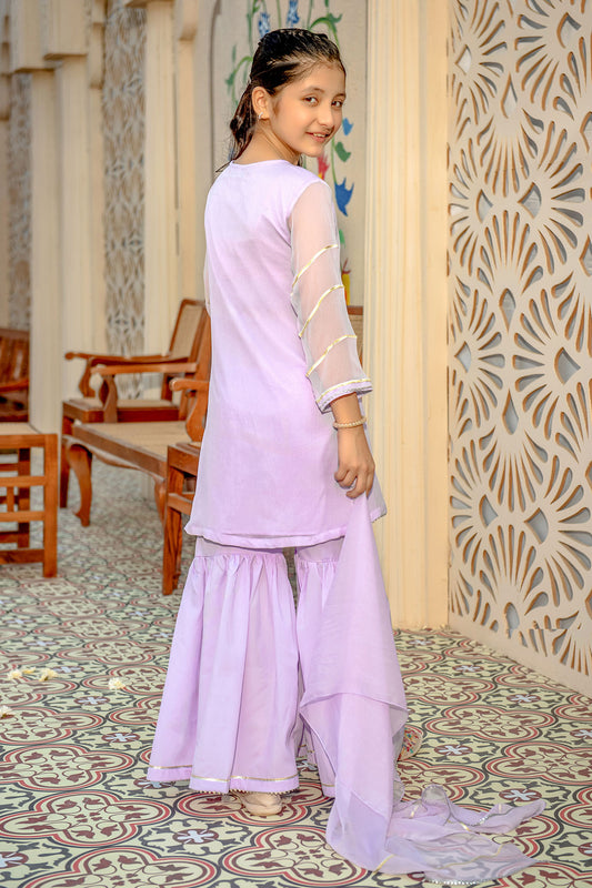 Ochre Festive Wear Chiffon Stitched 3 Piece - AC-73 - Lavender - Girls Collection