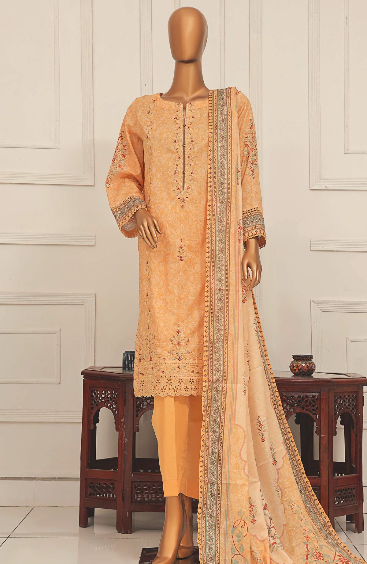 Asasa by HZ Textile Embroidered Lawn Unstitched 3 Piece Suit - AEL-233 - HZ25ASSL - Orange - Summer Collection