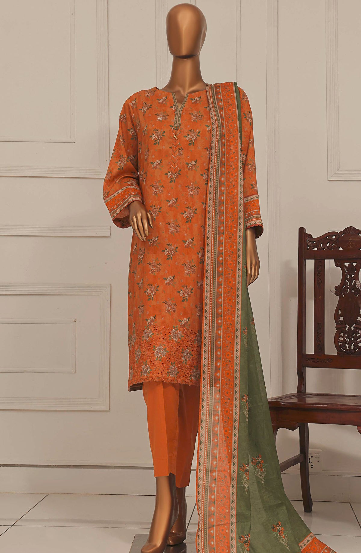 Asasa by HZ Textile Embroidered Lawn Unstitched 3 Piece Suit - AEL-254 - HZ25ASSL - Orange - Summer Collection