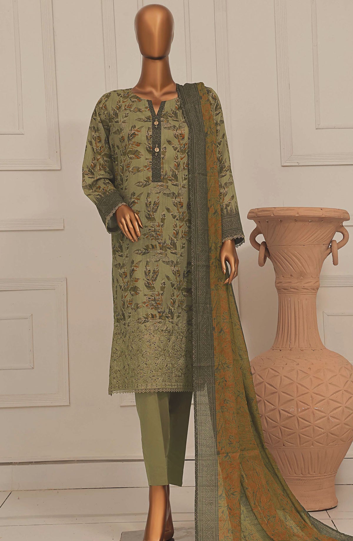 Asasa by HZ Textile Embroidered Lawn Unstitched 3 Piece Suit - AEL-256 - HZ25ASSL - Green - Summer Collection